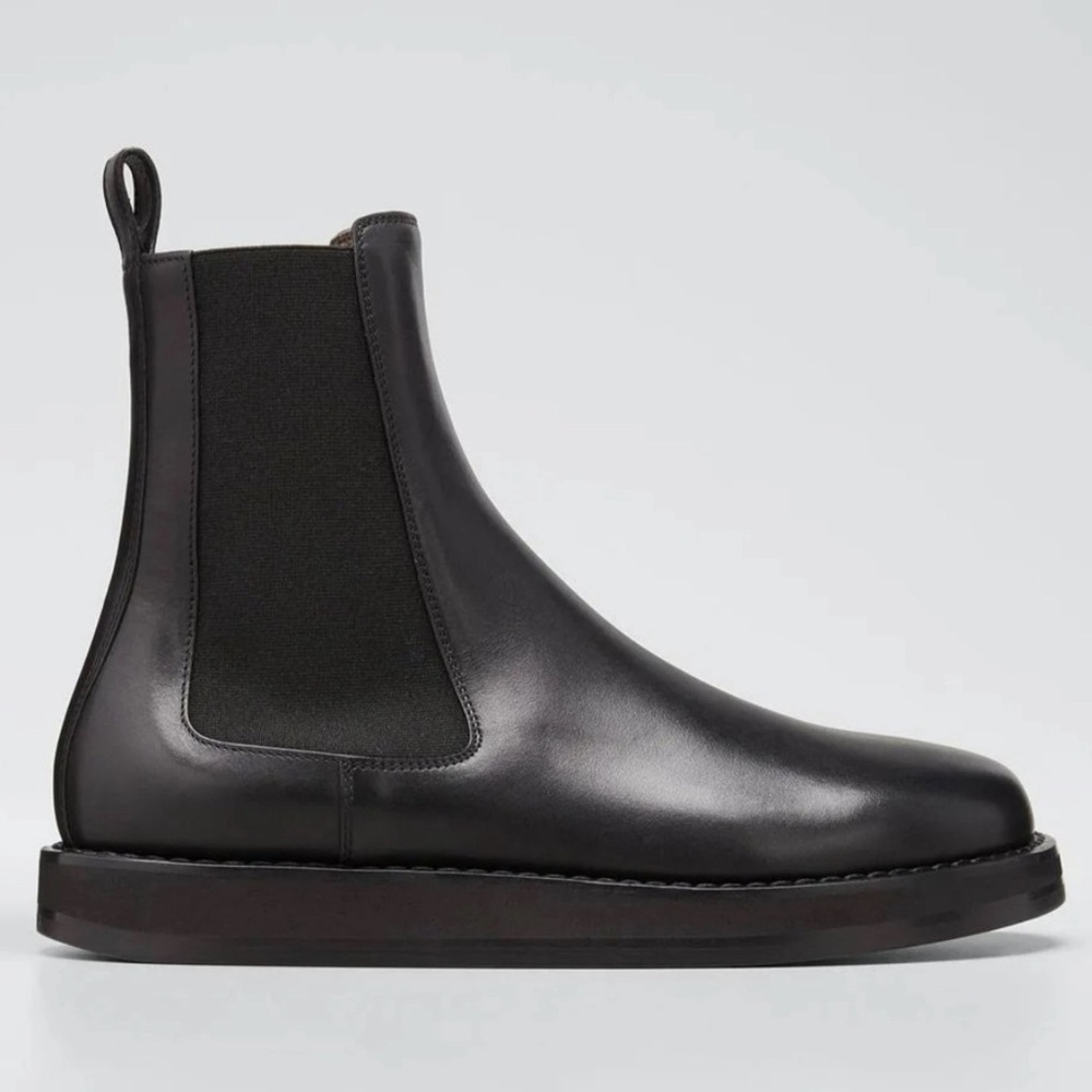 The Row Gaia Black Leather Ankle Boots - Picture 4 of 11